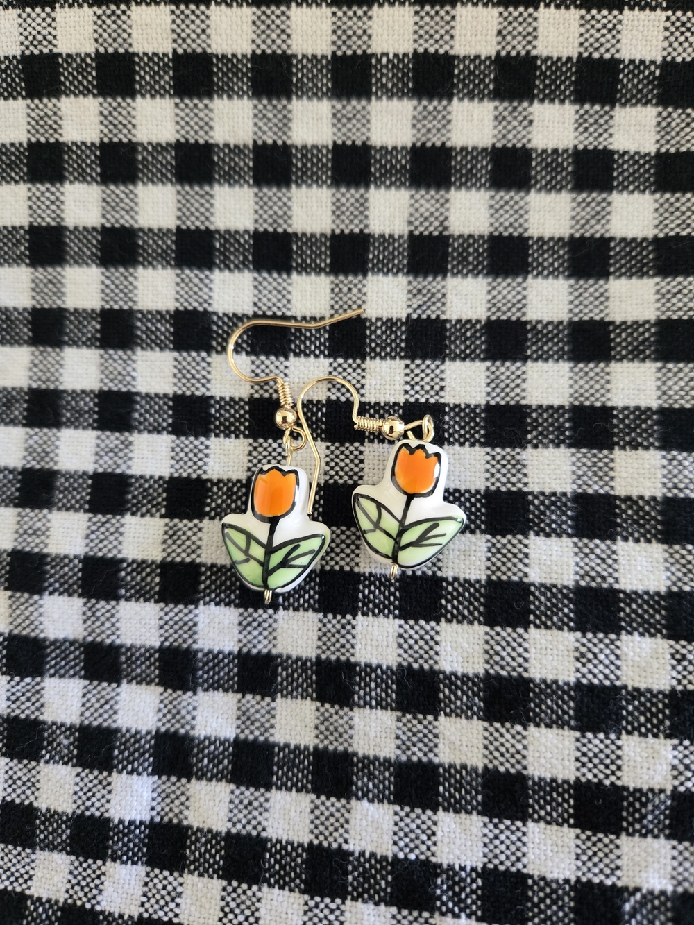 Orange Tulip Dangle Earrings